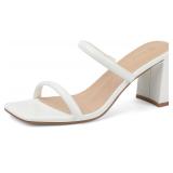 $39 Women's Square Open Toe Heeled Sandals Two Str
