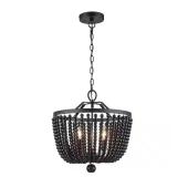 $100 4-Light Black Faux Wood Beaded Pendant Light