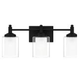 $70 Jaylin 22 in. 3-Light Matte Black Vanity Light