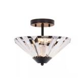 $80 11 in. 2-Light Matte Black Transitional Semi-F