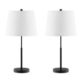 Warrington 24.5 in. Black Table Lamp Set with Whit