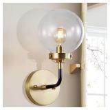 Caleb 1-Light 8 in. Black/Brass Wall Sconce