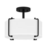 Brookley 14 in. 2-Light Matte Black Modern Semi-Fl