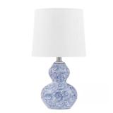 15 .75 in. Blue Floral Ceramic Table Lamp with Whi