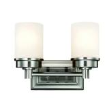 Cade 2-Light Brushed Nickel Vanity Light with Fros