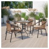 $85 Flash Furniture Top/Dark Brown Rattan Dining T