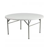 $439 60' Round Bi-Fold Granite White Plastic Foldi