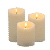 $22 Battery Operated Textured Candles - White, Set