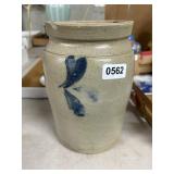 Stoneware Crock with Blue Floral Motif