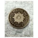 1924 Uruguay 5 Centesimos Coin