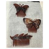 Three Decorative Hair Combs