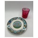2 Piece Lot: Worldï¿½s Fair Plate and Glass