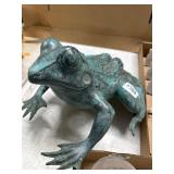 Brass Heavy Frog Sculpture, 16 Inch