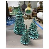 3pc Metal Christmas Tree Lot, Signed