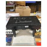 Black Wooden Stool With Harley-Davidson Carving