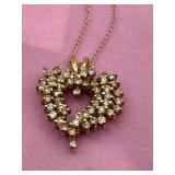 14K Gold Diamond Heart Pendant Necklace