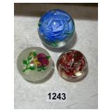 Three-Piece Art Glass Paperweight Lot