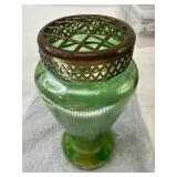 Loetz Green Iridescent Hatpin Holder