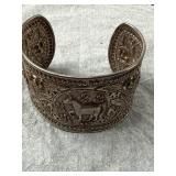 Sterling Silver Horse Motif Cuff Bracelet