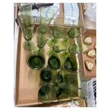 Green Glass Stemware and Tumblers Lot