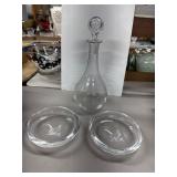 Val St. Lambert Decanter and Dishes Set