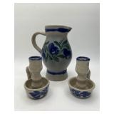 WPF 2003 Ceramic Pitcher And Candle Holders