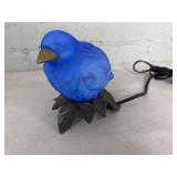 Blue Bird Glass Lamp on Leaf Base