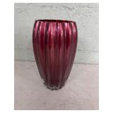 10-Inch Red Glass Vase