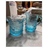 L.G. Wright Blue Glass Sugar & Creamer