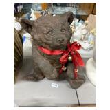 Rustic Bear Figurine With Red Bow