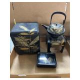 Japanese Black Lacquerware Tea Set