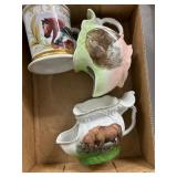 Porcelain Creamers and Mug with Animal Motifs