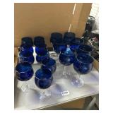 16 Cobalt Blue Glass Goblets