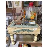 3 Piece Lot: Glassware and Small Table