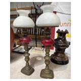 Glass and Brass Oil Lamps
