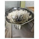 Ceramic Floral Sculpture With Black Accents