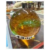 Art Glass Paperweight With Swirled Colors