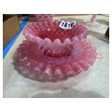 Fenton Pink Opalescent Hobnail Set