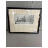 Framed Pencil Signed Etching, 12ï¿½15 Inches