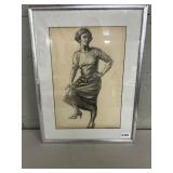 Framed Charcoal Drawing, 15ï¿½20 Inches