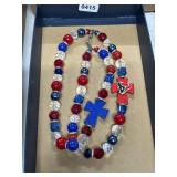 Texan NFL football necklace Red, Blue, and Clear B