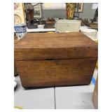 Wooden Box with Red Interior and Brass Hardware