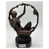 Bronze Nude Figurine on Marble Base