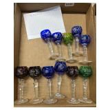 12 Bohemian Cut Glass Stems