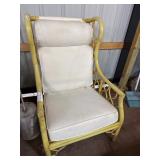 Yellow Rattan Armchair with Cushions