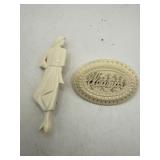 Two Carved Vintage-Style Brooch Pins