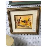 Framed Painting of Roosters by G. Brower