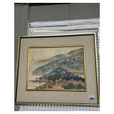 Framed Watercolor Landscape Painting