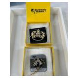 Crown and Floral Brooch Set in Box