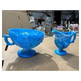 Davidson Slag Glass Bowl and Creamer Set